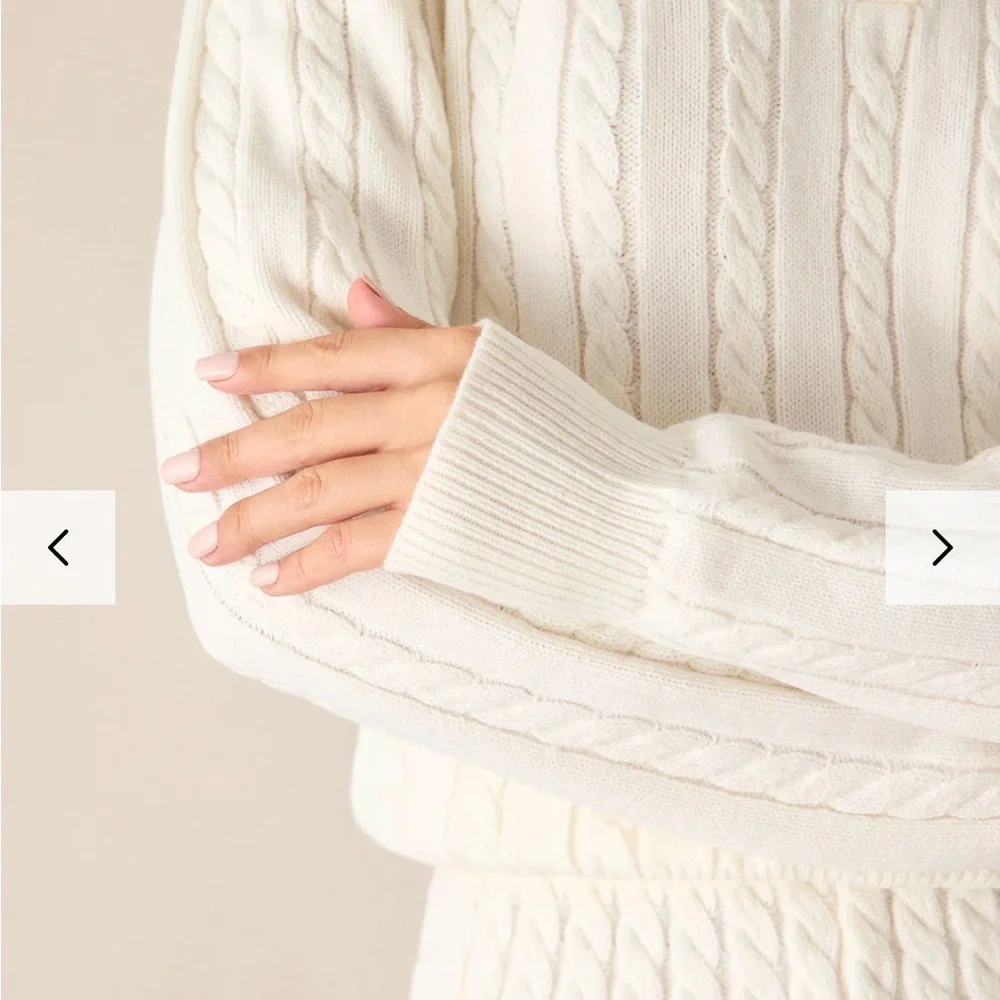 RIHOAS Cream Cable Knit Sweater with Black Trim - Picture 4 of 5